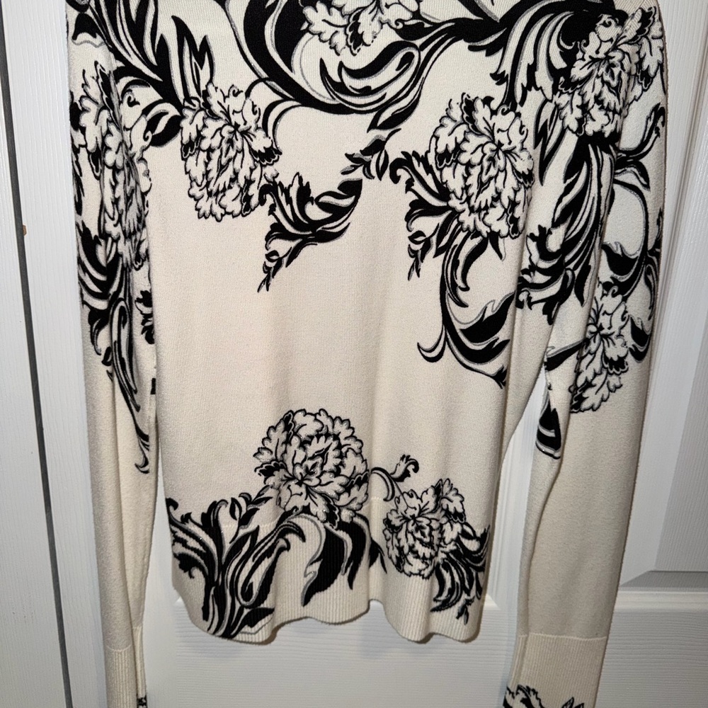 Vince Camuto Cream and Black Floral Cardigan - Picture 3 of 3
